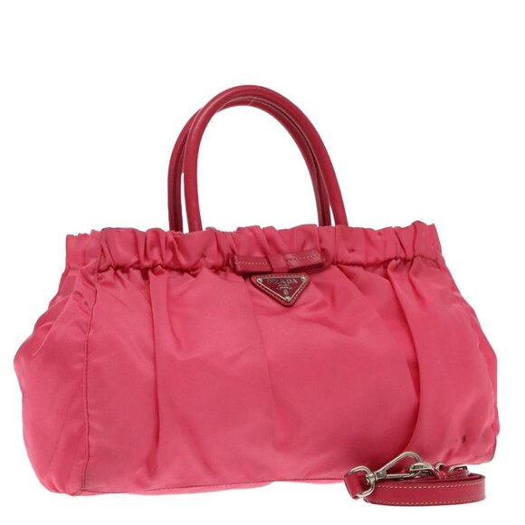 PRADA Hand Bag Nylon 2way Pink Silver Auth 95918 - Picture 1 of 16
